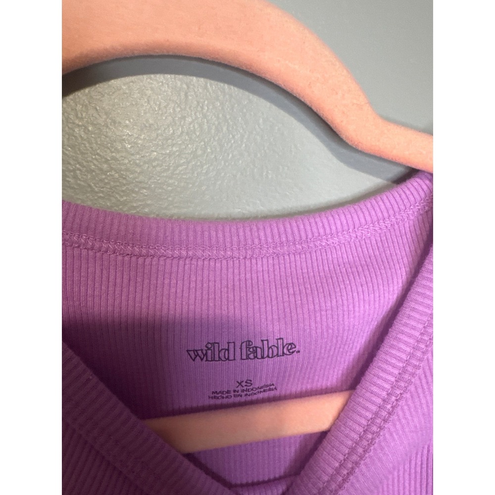 Wild Fable Purple Ribbed Racerback Crop Tank Top Women XS - Picture 3 of 4